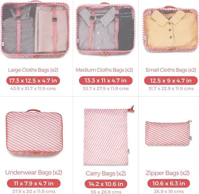 Alt view image 3 of 7 - 12 Set Packing Cubes - Travel Packing Organizers and Compression Packing Cube System for Luggage and Carry On Bags