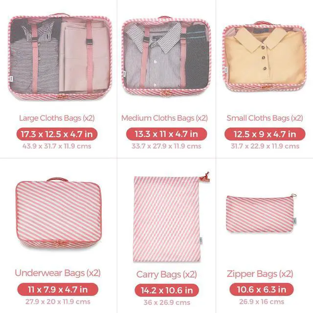 Alt view image 3 of 7 - 12 Set Packing Cubes - Travel Packing Organizers and Compression Packing Cube System for Luggage and Carry On Bags