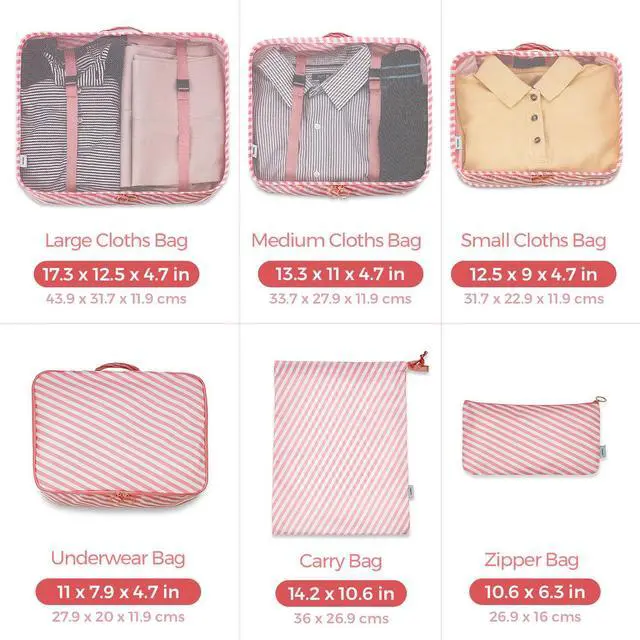 Alt view image 3 of 7 - 6 Piece Packing Travel Organizer Cubes Set - Packing Organizers and Compression Packing Cube System for Carry On Bags and Luggage