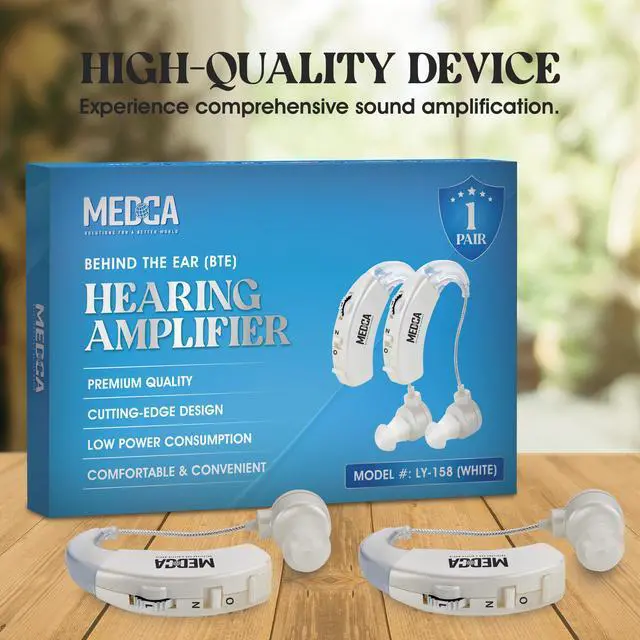 Alt view image 5 of 6 - Behind the Ear Sound Amplifier - BTE Hearing Ear Amplification Device and Digital Sound Enhancer PSAD for the Hard of Hearing, Noise Reducing Feature, White