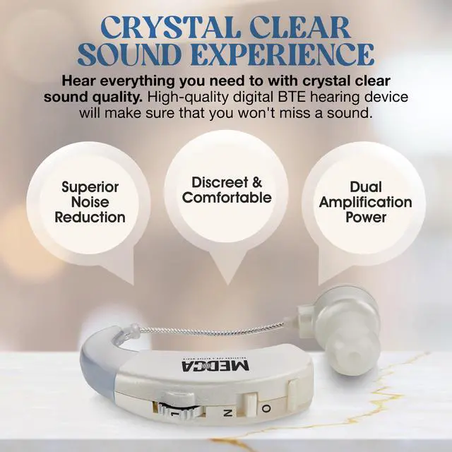Alt view image 2 of 6 - Behind the Ear Sound Amplifier - BTE Hearing Ear Amplification Device and Digital Sound Enhancer PSAD for the Hard of Hearing, Noise Reducing Feature, White