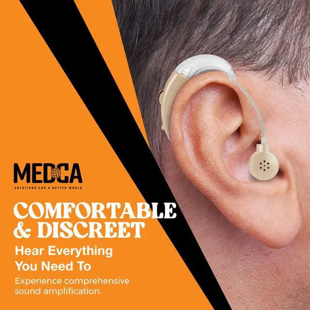Alt view image 3 of 7 - Behind the Ear Sound Amplifier - BTE Hearing Ear Amplification Device and Digital Sound Enhancer PSAD for the Hard of Hearing, Noise Reducing Feature, Gold