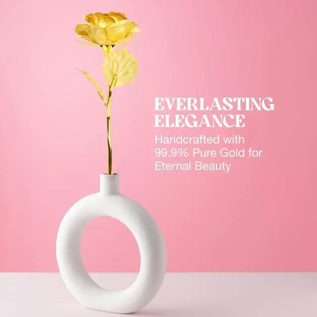 Alt view image 3 of 7 - 24k Gold Rose with Luxury Gift Box - 10-inch Golden Rose Metal Single Roses and Valentine's Day Gifts Idea for Women, Loved Ones, Mom, Wife, Girlfriend, Grandma, Mother's Day
