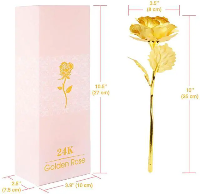 Alt view image 5 of 7 - 24k Gold Rose with Luxury Gift Box - 10-inch Golden Rose Metal Single Roses and Valentine's Day Gifts Idea for Women, Loved Ones, Mom, Wife, Girlfriend, Grandma, Mother's Day