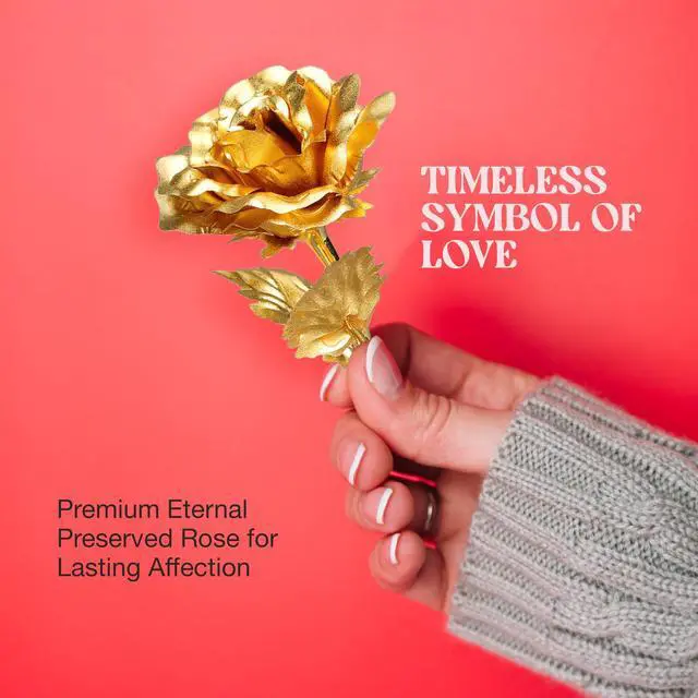 Alt view image 6 of 7 - 24k Gold Rose with Luxury Gift Box - 10-inch Golden Rose Metal Single Roses and Valentine's Day Gifts Idea for Women, Loved Ones, Mom, Wife, Girlfriend, Grandma, Mother's Day