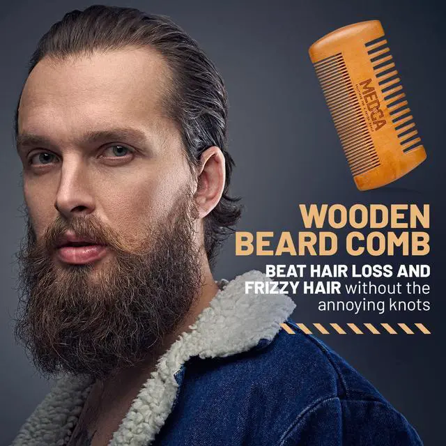 Alt view image 5 of 6 - Wooden Beard Comb with Leather Case - Handcrafted Solid Beechwood Beard, Mustache and Head Hair Pocket Combs for Men Dual Action Fine & Coarse Teeth Perfect for Conditioner Oils and Beard Balms