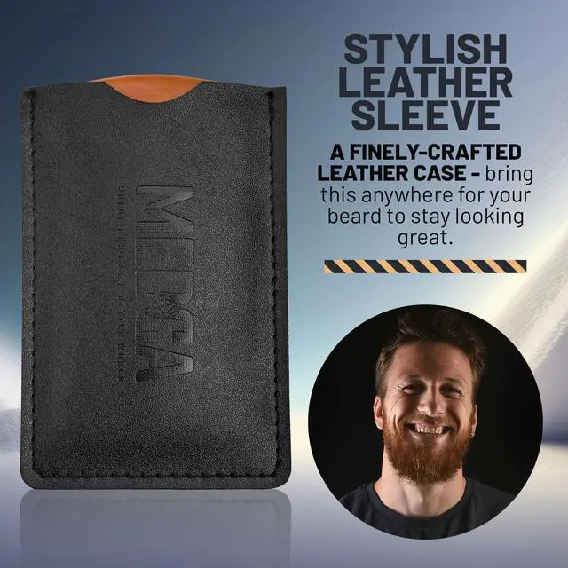Alt view image 6 of 6 - Wooden Beard Comb for Men - Handcrafted Solid Beechwood Beard, Mustache and Head Hair Pocket Comb with Leather Case - Dual Action Fine & Coarse Teeth