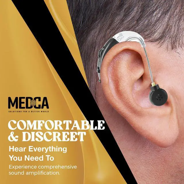 Alt view image 3 of 7 - Behind the Ear Sound Amplifier - BTE Hearing Ear Amplification Device and Digital Sound Enhancer PSAD for the Hard of Hearing, Noise Reducing Feature, Black, By MEDca