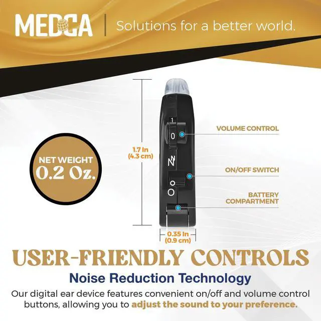 Alt view image 6 of 7 - Behind the Ear Sound Amplifier - BTE Hearing Ear Amplification Device and Digital Sound Enhancer PSAD for the Hard of Hearing, Noise Reducing Feature, Black, By MEDca