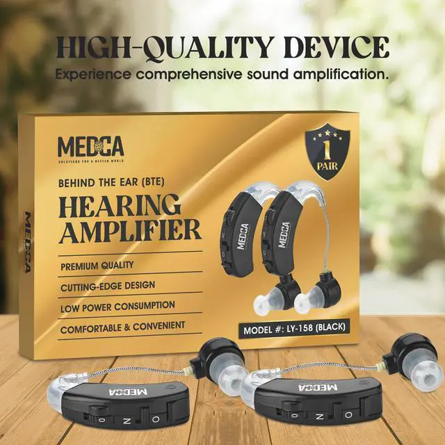 Alt view image 5 of 7 - Behind the Ear Sound Amplifier - BTE Hearing Ear Amplification Device and Digital Sound Enhancer PSAD for the Hard of Hearing, Noise Reducing Feature, Black, By MEDca