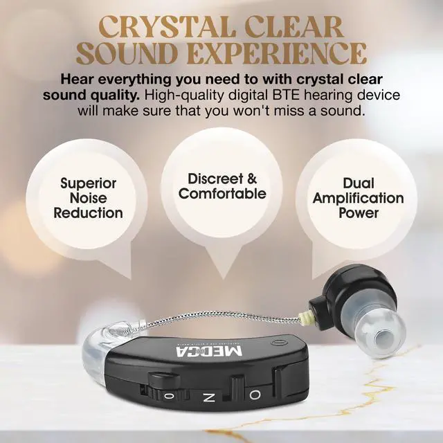 Alt view image 2 of 6 - Behind the Ear Sound Amplifier - BTE Hearing Ear Amplification Device and Digital Sound Enhancer PSAD for the Hard of Hearing, Noise Reducing Feature, Black, By MEDca