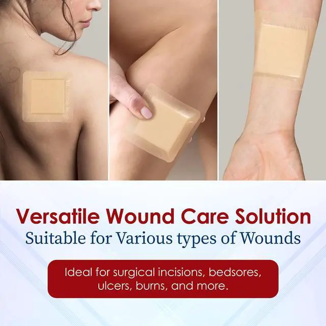 Alt view image 4 of 7 - MEDca Silicone Foam Dressing w/ Adhesive Border 4"x4" (Pack of 10) Waterproof Silicone Bandages for Wounds, Highly-Absorbent Wound Dressing Bandage Care for Bed Sore Bandages, Pressure Sores, Ulcers