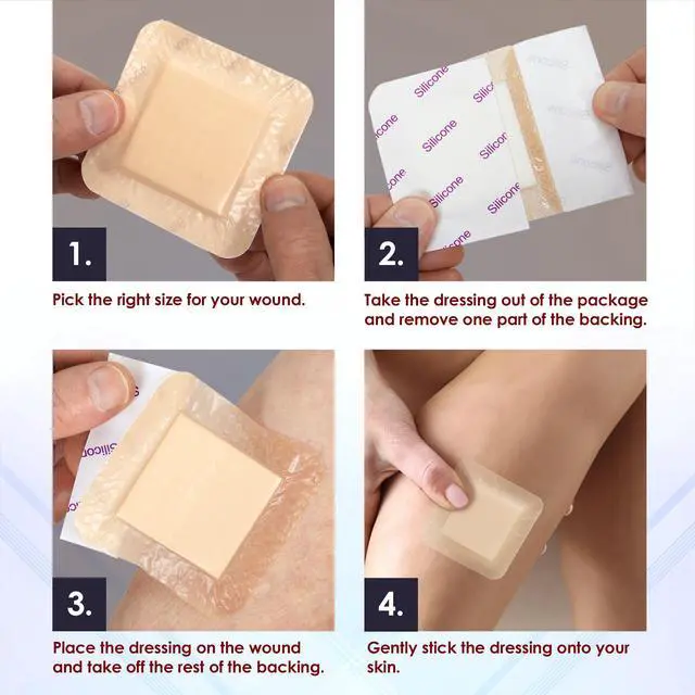 Alt view image 3 of 7 - MEDca Silicone Foam Dressing w/ Adhesive Border 3"x3" (Pack of 10) Waterproof Silicone Bandages for Wounds, Highly-Absorbent Wound Dressing Bandage Care for Bed Sore Bandages, Pressure Sores, Ulcers