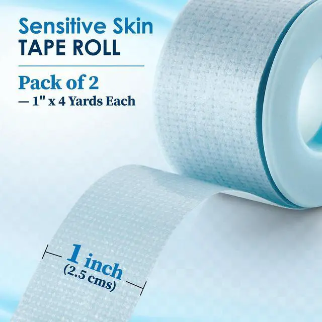 Alt view image 2 of 7 - MEDca Sensitive Skin Low Trauma Tape Roll, 1 Inch x 4 Yards, Pack of 2 Rolls