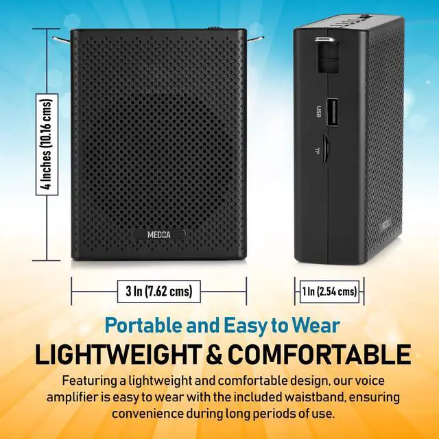 Alt view image 2 of 7 - Portable Mini Voice Amplifier, Built-in Rechargeable Wired Portable Microphone and Speaker with Waist-Band, Bluetooth Megaphone PA System Supports MP3, Aux for Teachers, Trainers, Presenters