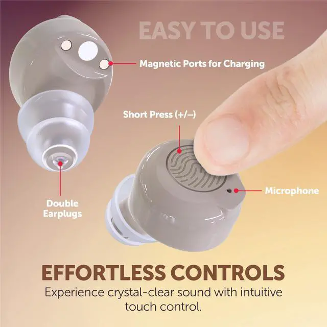 Alt view image 2 of 7 - Digital Hearing Aids Rechargeable - ITE Hearing Amplifier Set and Sound Assist for Adults and Seniors, OTC, Intelligent Feedback & Noise Reduction, Personal Amplifiers w/ Portable LED Charging Case
