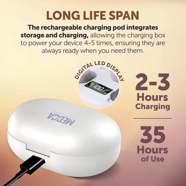 Alt view image 5 of 7 - Digital Hearing Aids Rechargeable - ITE Hearing Amplifier Set and Sound Assist for Adults and Seniors, OTC, Intelligent Feedback & Noise Reduction, Personal Amplifiers w/ Portable LED Charging Case