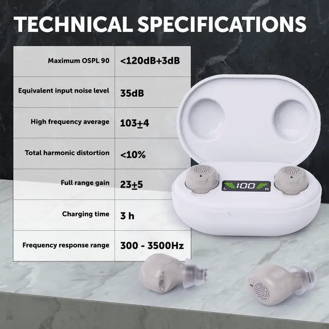 Alt view image 7 of 7 - Digital Hearing Aids Rechargeable - ITE Hearing Amplifier Set and Sound Assist for Adults and Seniors, OTC, Intelligent Feedback & Noise Reduction, Personal Amplifiers w/ Portable LED Charging Case