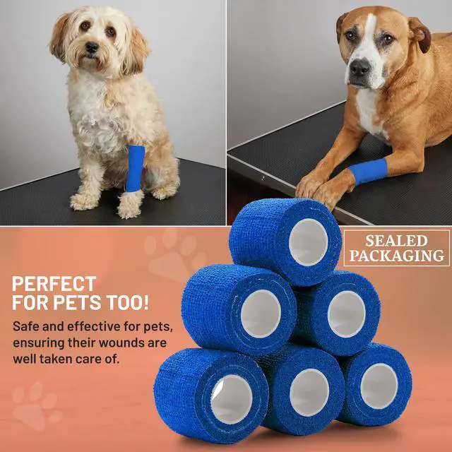 Alt view image 6 of 7 - Self-Adherent Cohesive Bandage - Blue Medical Wrap - 12 Rolls 2" Wide x 5 Yards Sports Tape for Medical Use, Sports, First Aid and Helps Protect Skin