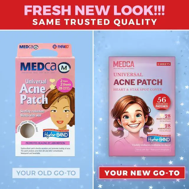 Alt view image 3 of 7 - Acne Patch - (Pack of 56) Pimple Spot Treatment Hydrocolloid Bandages Absorbing Zit Cover Dots, Heart And Star Shapes by MEDca