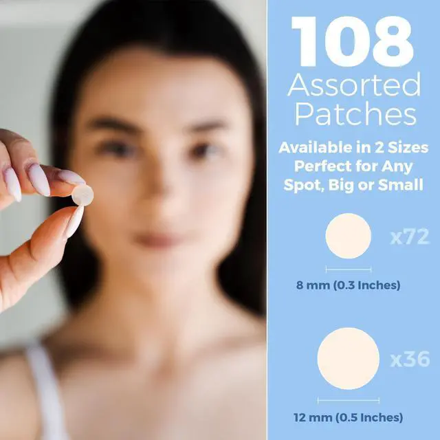 Alt view image 6 of 7 - Acne Care Pimple Patch Absorbing Cover - Hydrocolloid Bandages (108 Count) Two Universal Sizes, Acne Spot Treatment for Face & Skin Spot Patch That Conceals Acne, Reduces Pimples and Blackheads