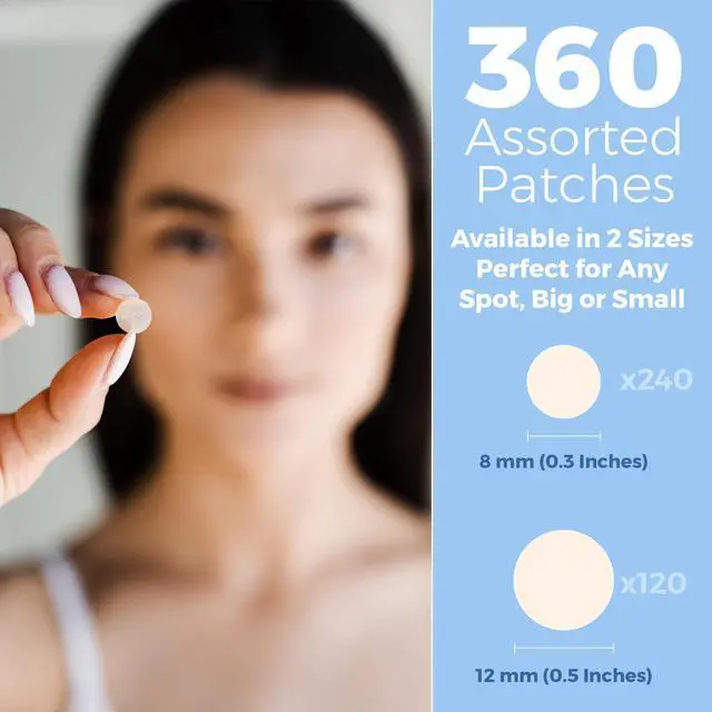 Alt view image 6 of 7 - Acne Patches for Face - Hydrocolloid Bandages (360 Count) Pimple Patch in 3 Universal Sizes, Acne Spot Treatment Care for Face & Skin Spot Patch Conceals Zits, Acne, Reduces Pimples and Blackheads