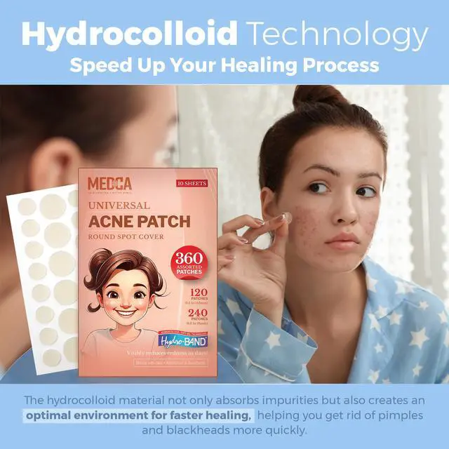 Alt view image 7 of 7 - Acne Patches for Face - Hydrocolloid Bandages (360 Count) Pimple Patch in 3 Universal Sizes, Acne Spot Treatment Care for Face & Skin Spot Patch Conceals Zits, Acne, Reduces Pimples and Blackheads