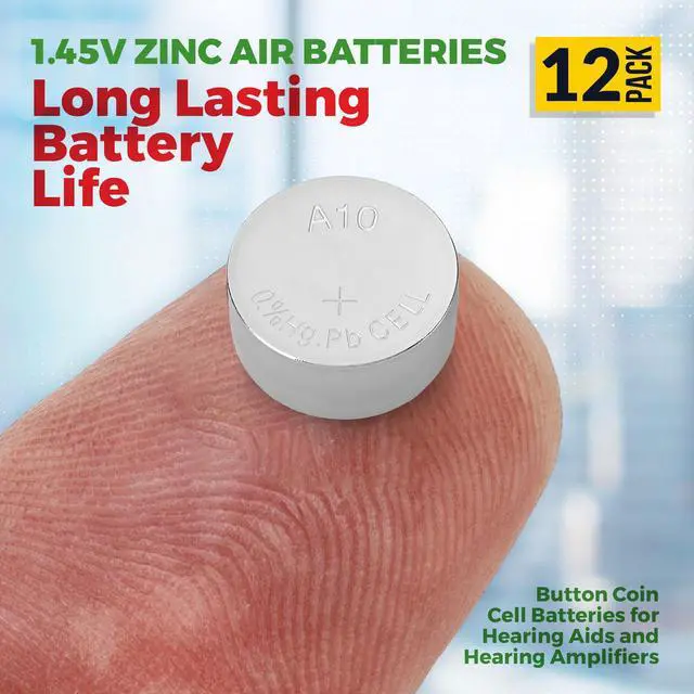 Alt view image 2 of 7 - MEDca A10 Batteries - 12 Count Pack - 1.45V Zinc Air Yellow Tab Battery Button Coin Cell Batteries for Hearing Aids and Hearing Amplifiers, 10, P10, PR70, or ZL4