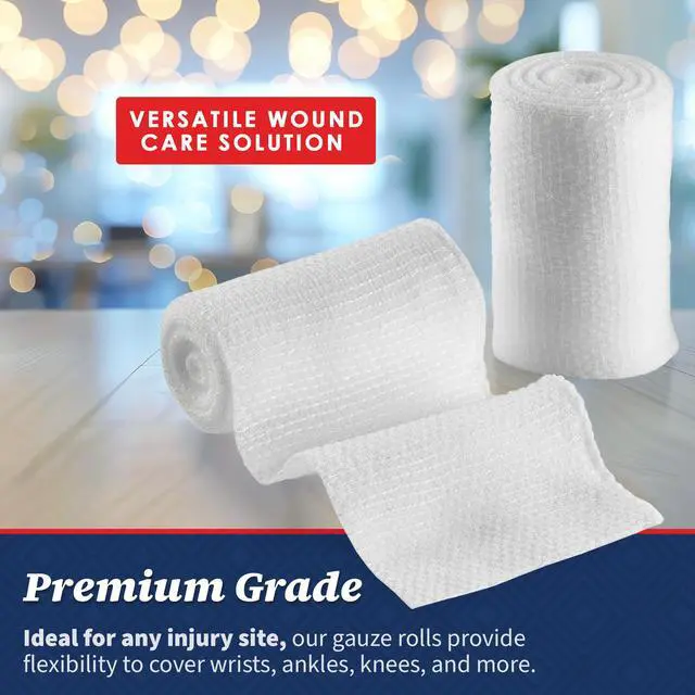 Alt view image 4 of 7 - Gauze Bandage Rolls - Pack of 12, 2 x 4.1 Yards Per Roll of Medical Grade Gauze Bandage and Stretch Bandage Wrapping for Dressing All Types of Wounds and First Aid Kit by MEDca