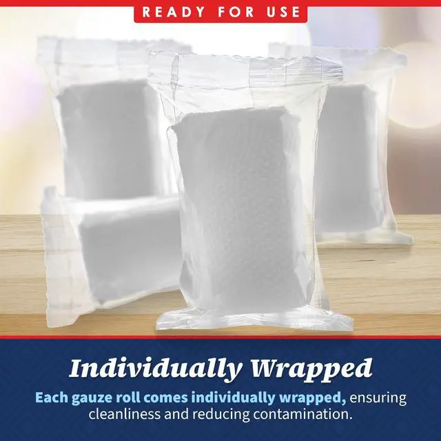 Alt view image 5 of 7 - Gauze Bandage Rolls - Pack of 48, 2 x 4.1 Yards Per Roll of Medical Grade Gauze Bandage and Stretch Bandage Wrapping for Dressing All Types of Wounds and First Aid Kit by MEDca