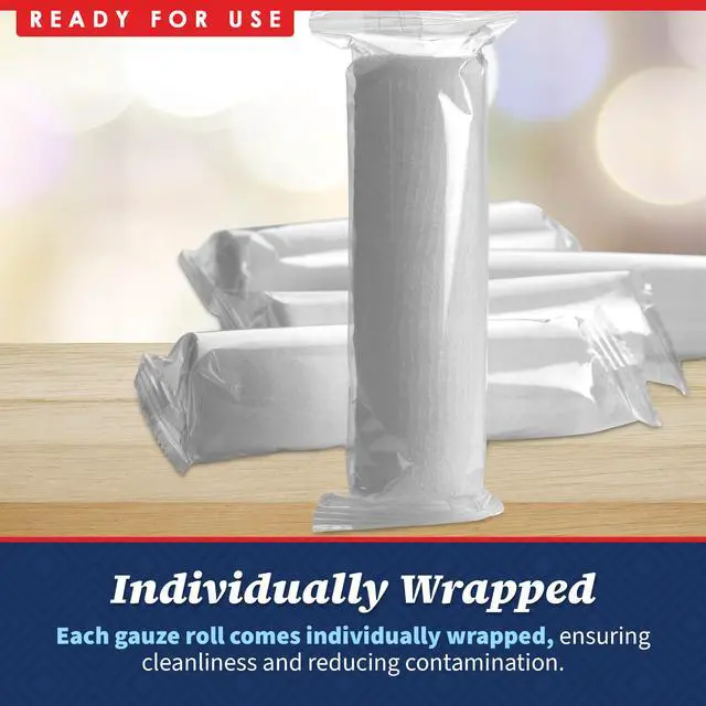 Alt view image 5 of 7 - Gauze Bandage Rolls - Pack or 12, 3" x 4.1 Yards Per Roll of Medical Grade Gauze Bandage and Stretch Bandage Wrapping for Dressing All Types of Wounds and First Aid Kit by MEDca