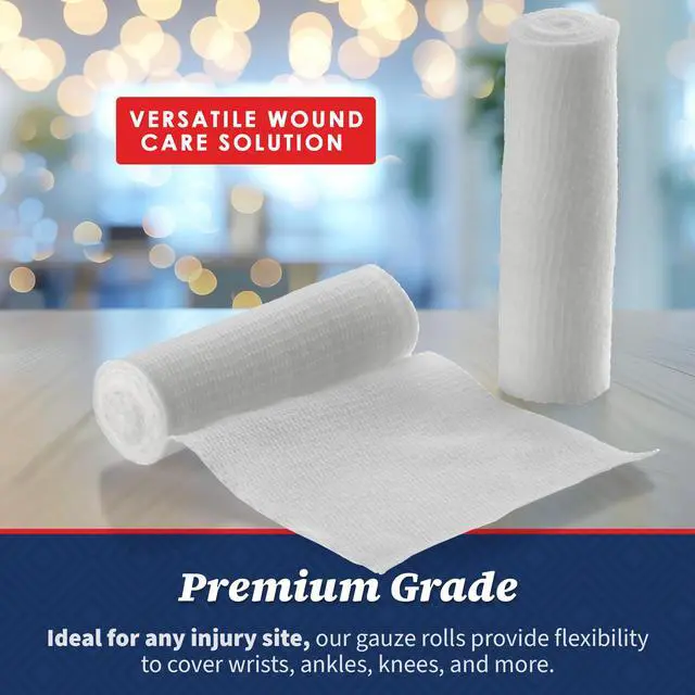 Alt view image 4 of 7 - Gauze Bandage Rolls - Pack of 24, 4 x 4 Yards Per Roll of Medical Grade Gauze Bandage and Stretch Bandage Wrapping for Dressing All Types of Wounds and First Aid Kit by MEDca