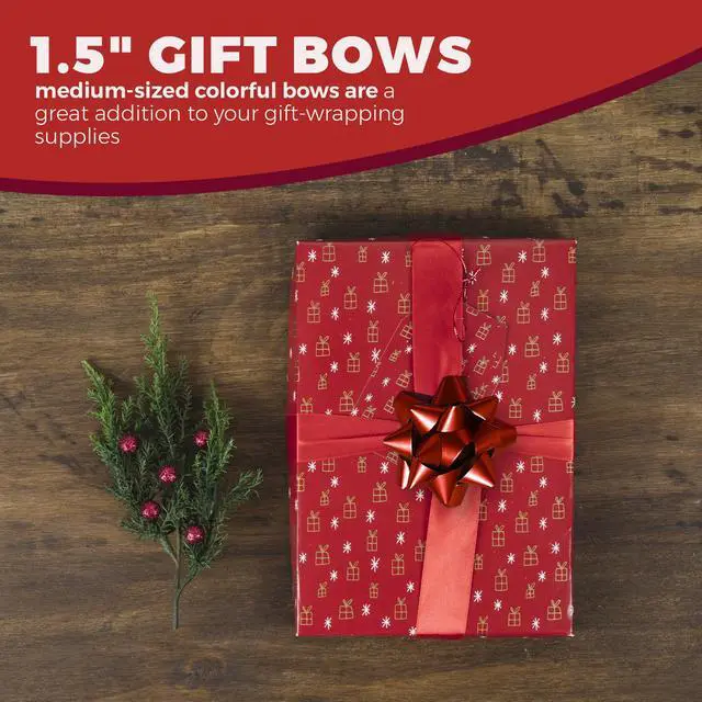 Alt view image 3 of 7 - 2" Medium Size Gift Bows (Pack of 30) Assorted Colored Pre-Made Present Bows - Ready to Use Peel and Stick Solid Color Present Bows for Many Gift Giving Occasions Holidays Birthdays Christmas
