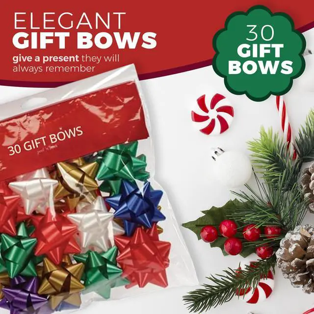 Alt view image 6 of 7 - 2" Medium Size Gift Bows (Pack of 30) Assorted Colored Pre-Made Present Bows - Ready to Use Peel and Stick Solid Color Present Bows for Many Gift Giving Occasions Holidays Birthdays Christmas