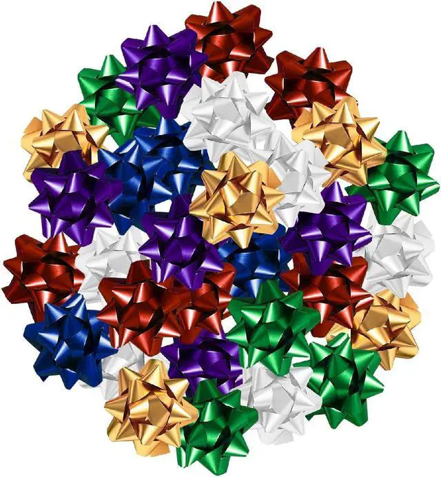 Main image of 1.5" Medium Size Gift Bows (Pack of 30) Assorted Colored Pre-Made Present Bows - Ready to Use Peel & Stick Solid Color Bows for Holidays Gift