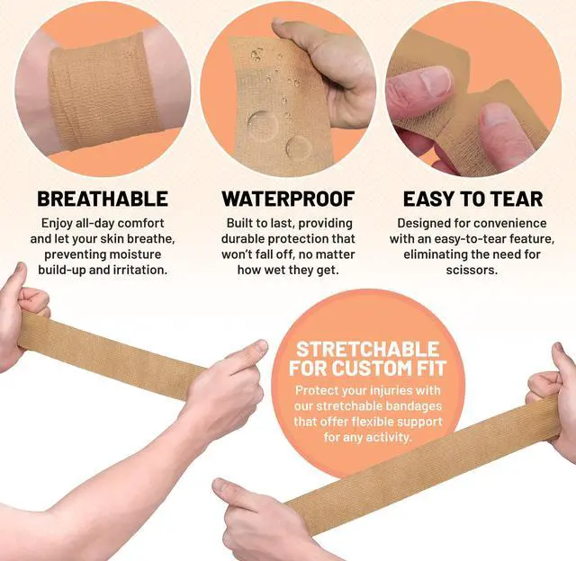 Alt view image 5 of 7 - Self Adhesive Bandages - 1" x 5 Yards Per Roll - Pack of 12 Rolls, Elastic Self Adherent Cohesive Wrap First Aid Tape for Sprain Swelling and Soreness on Wrist and Ankle