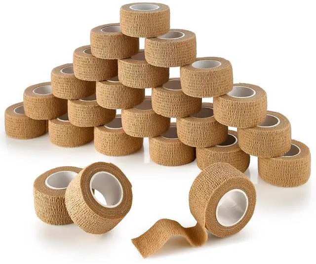 Main image of MEDca Self Adherent Cohesive Wrap Bandages 1 Inch X 5 Yards 24 Count with Strong Elastic First Aid Tape for Sprain Swelling and Soreness on Wrist and Ankle (Skin Color)
