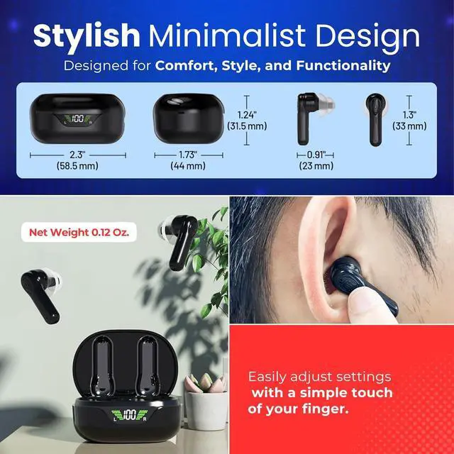 Alt view image 5 of 7 - Premium Digital Hearing Aids for Seniors and Adults w/Noise Reduction, Lightweight In-Ear Bluetooth Hearing Amplifiers, Smart App Control, Rechargeable All-Day Battery Life Magnetic LCD Charging Case