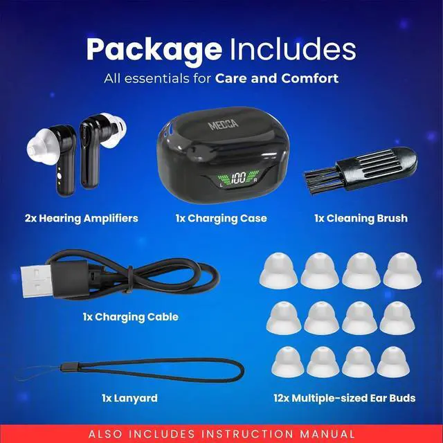 Alt view image 6 of 7 - Premium Digital Hearing Aids for Seniors and Adults w/Noise Reduction, Lightweight In-Ear Bluetooth Hearing Amplifiers, Smart App Control, Rechargeable All-Day Battery Life Magnetic LCD Charging Case