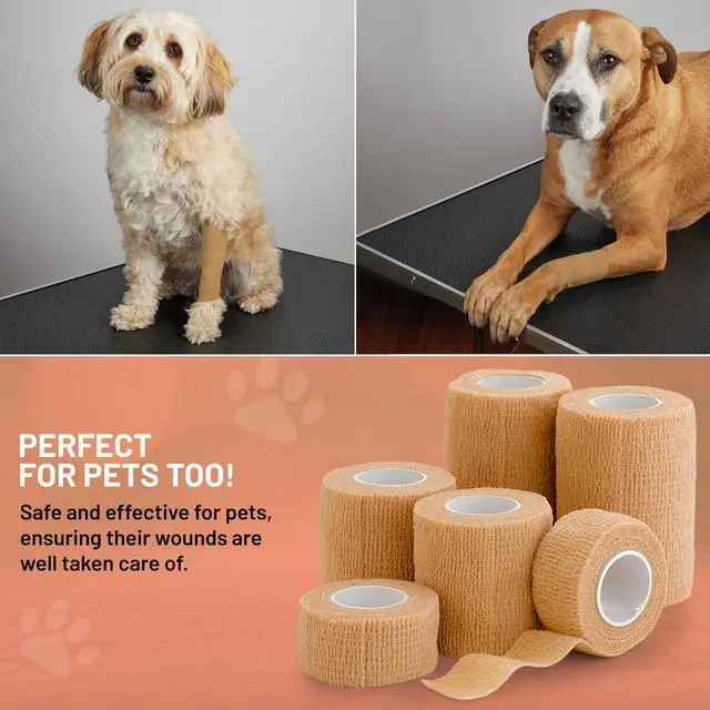 Alt view image 6 of 7 - Self Adherent Cohesive Tape - (Pack of 12)1â 2" 3" x 5 Yards, (Light Tan) Self Adhesive Bandage Rolls & Sports Athletic Wrap for Ankle, Wrist, Sprains