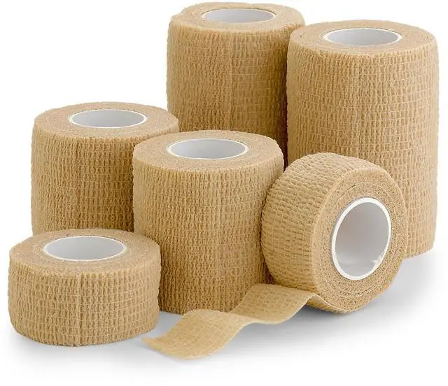 Main image of 6 Pack, Self Adherent Cohesive Tape - 1" 2" 3" x 5 Yards Combo Pack, (Light Tan Shade) Self Adhesive Bandage Rolls & Sports Athletic Wrap for Ankle, Wrist, Sprains