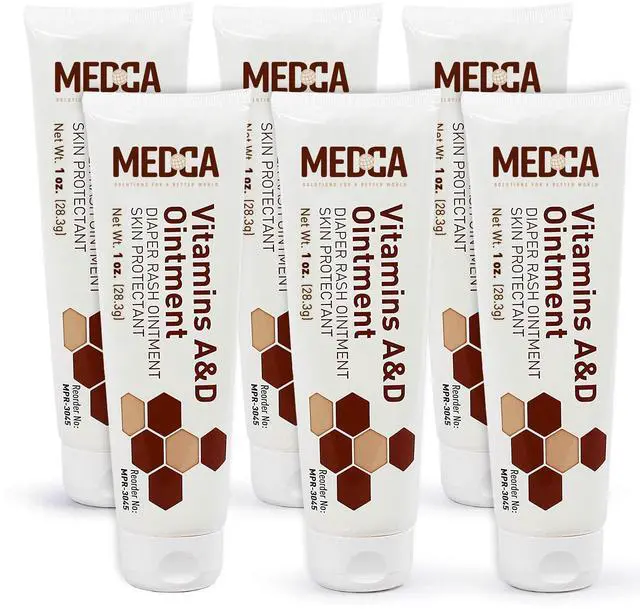 Main image of MEDca Vitamin A & D Diaper Rash Ointment for Sensitive Baby Skin, Lanolin & Petrolatum Formula, Soothes Dry Skin, 1oz Tube, 6-Pack, Baby Skin Care