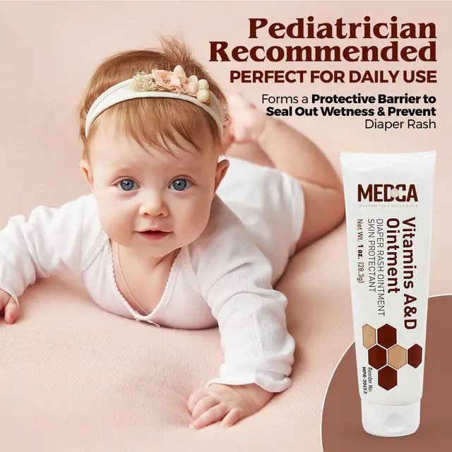 Alt view image 4 of 7 - MEDca Vitamin A & D Diaper Rash Ointment for Sensitive Baby Skin, Lanolin & Petrolatum Formula, Soothes Dry Skin, 1oz Tube, 6-Pack, Baby Skin Care