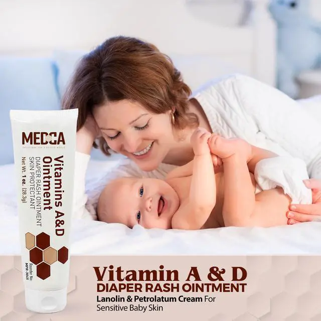 Alt view image 2 of 7 - MEDca Vitamin A & D Diaper Rash Ointment for Sensitive Baby Skin, Lanolin & Petrolatum Formula, Soothes Dry Skin, 1oz Tube, 6-Pack, Baby Skin Care