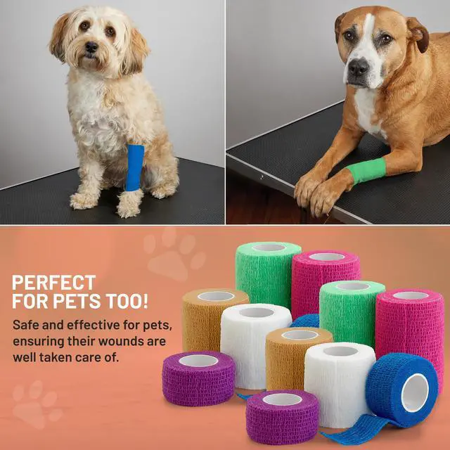 Alt view image 6 of 7 - Self Adherent Cohesive Tape Rolls - Pack of 12-1" 2" 3"x5 Yards Combo Pack, Self Adhesive Bandage Rolls & Sports Athletic Wrap for Ankle, Wrist, Sprains and Swelling, Vet Wraps (Bright Neon Colors)