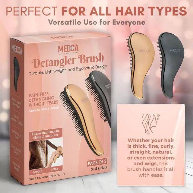Alt view image 3 of 7 - Detangling Brushes - Detangler Brush Set - Pain-Free Hair Brush Straightener That Removes Tangles and Knots Straightening Hair Shiny and Smooth (Rose Gold and Silver)