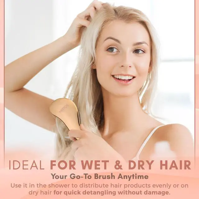 Alt view image 4 of 7 - Detangling Brushes - Detangler Brush Set - Pain-Free Hair Brush Straightener That Removes Tangles and Knots Straightening Hair Shiny and Smooth (Rose Gold and Silver)