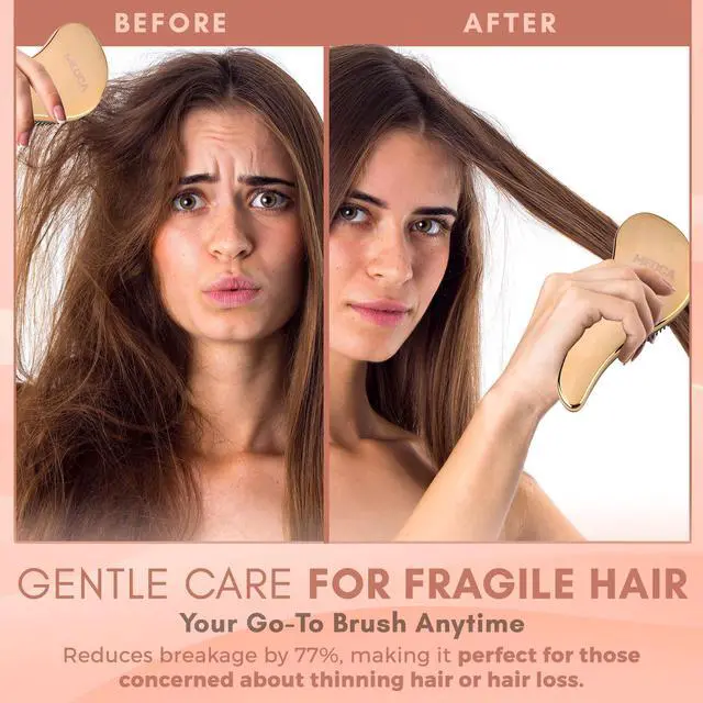 Alt view image 5 of 7 - Detangling Brushes - Detangler Brush Set - Pain-Free Hair Brush Straightener That Removes Tangles and Knots Straightening Hair Shiny and Smooth (Rose Gold and Silver)