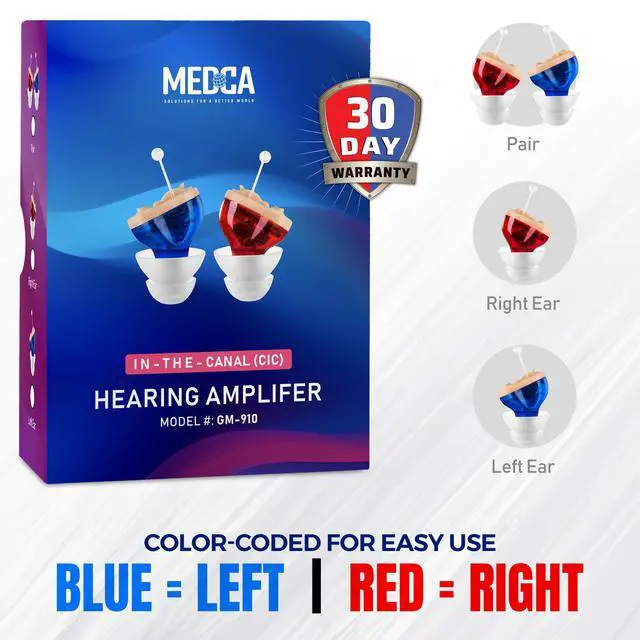 Alt view image 6 of 7 - Premium Digital Hearing Amplifier - Invisible in Canal (CIC) in-Ear Mini Sound Enhancer Set, Near-Invisible, Noise Cancelling, Personal Sound Hearing Amplifier - Pair - MZ-21
