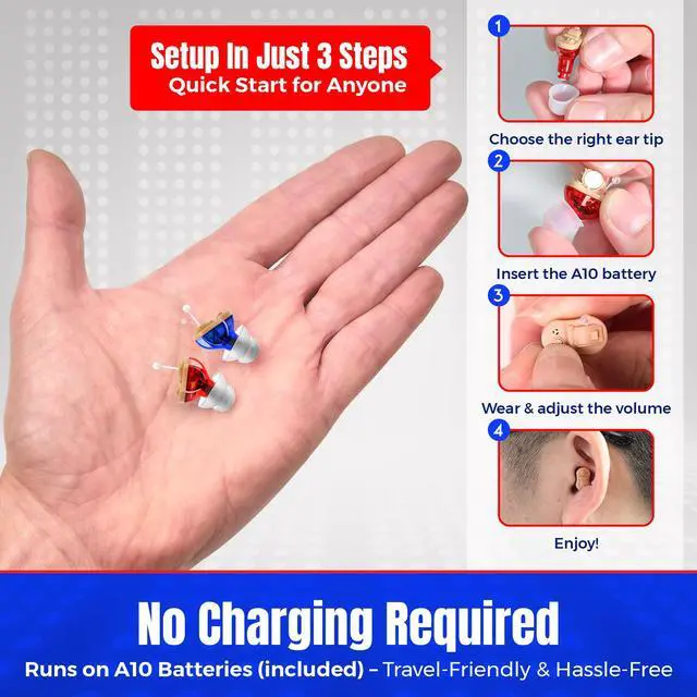 Alt view image 7 of 7 - Premium Digital Hearing Amplifier - Invisible in Canal (CIC) in-Ear Mini Sound Enhancer Set, Near-Invisible, Noise Cancelling, Personal Sound Hearing Amplifier - Pair - MZ-21